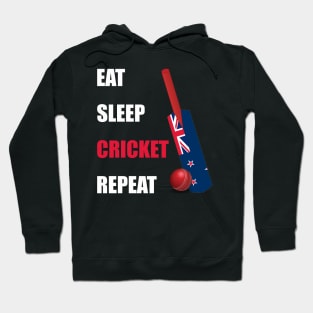 Eat Sleep Cricket Repeat New Zealand Flag Cricket Bat Hoodie